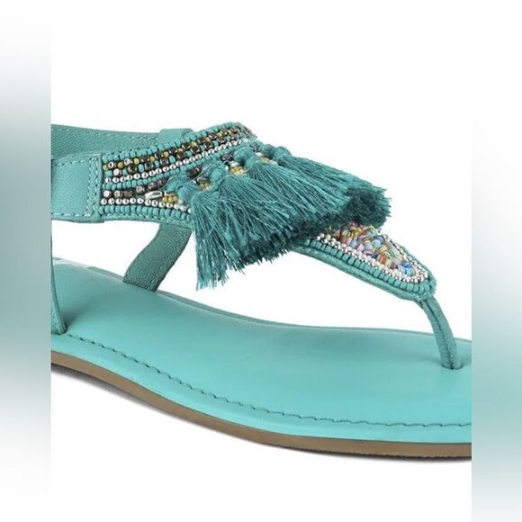 Risha Genuine Leather Tassel Sandals - Picture 2 of 5
